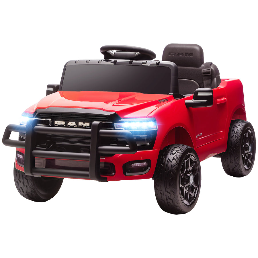 12V Kids Ride on Car, Licensed Dodge RAM 3500 Ride on Toys with Dual Motors, Remote Control for Toddlers, Red before after