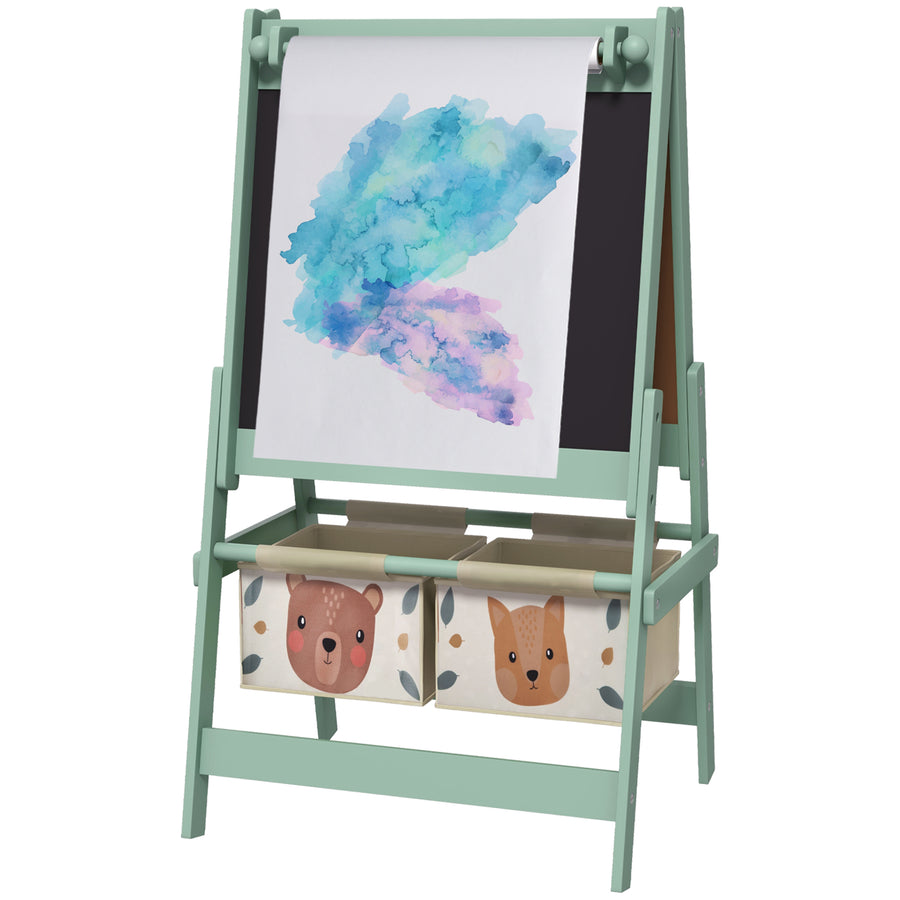 Art Easel for Kids with Paper Roll, Blackboard, Whiteboard, Storage before after