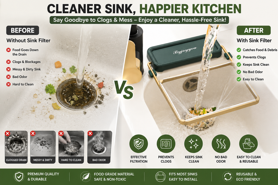Sink Filter Rack & Strainer before after