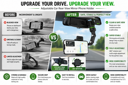 Adjustable Car Mirror Phone Holder