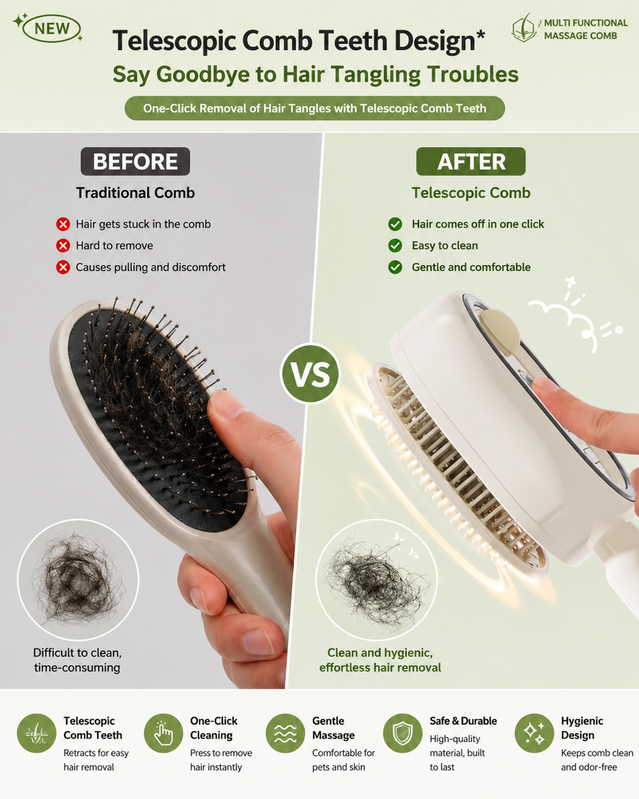 Electric Massage Hair Brush before after