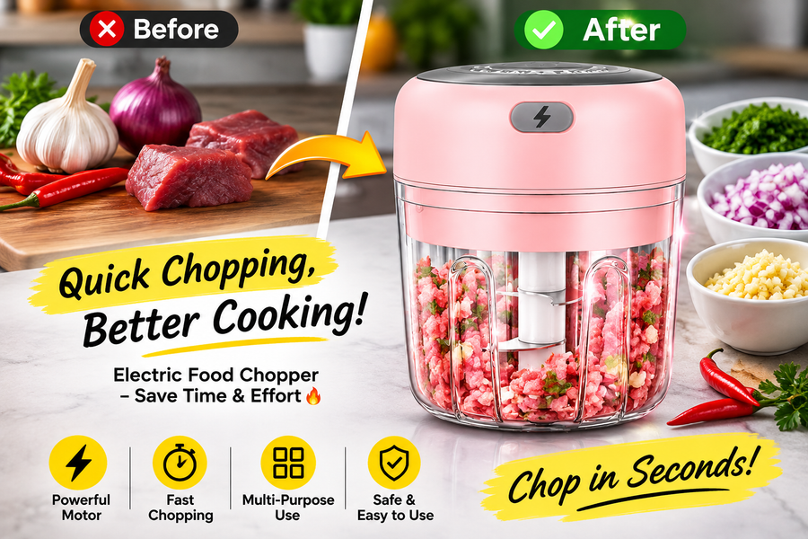 Electric Garlic Press & Mini Chopper before after
