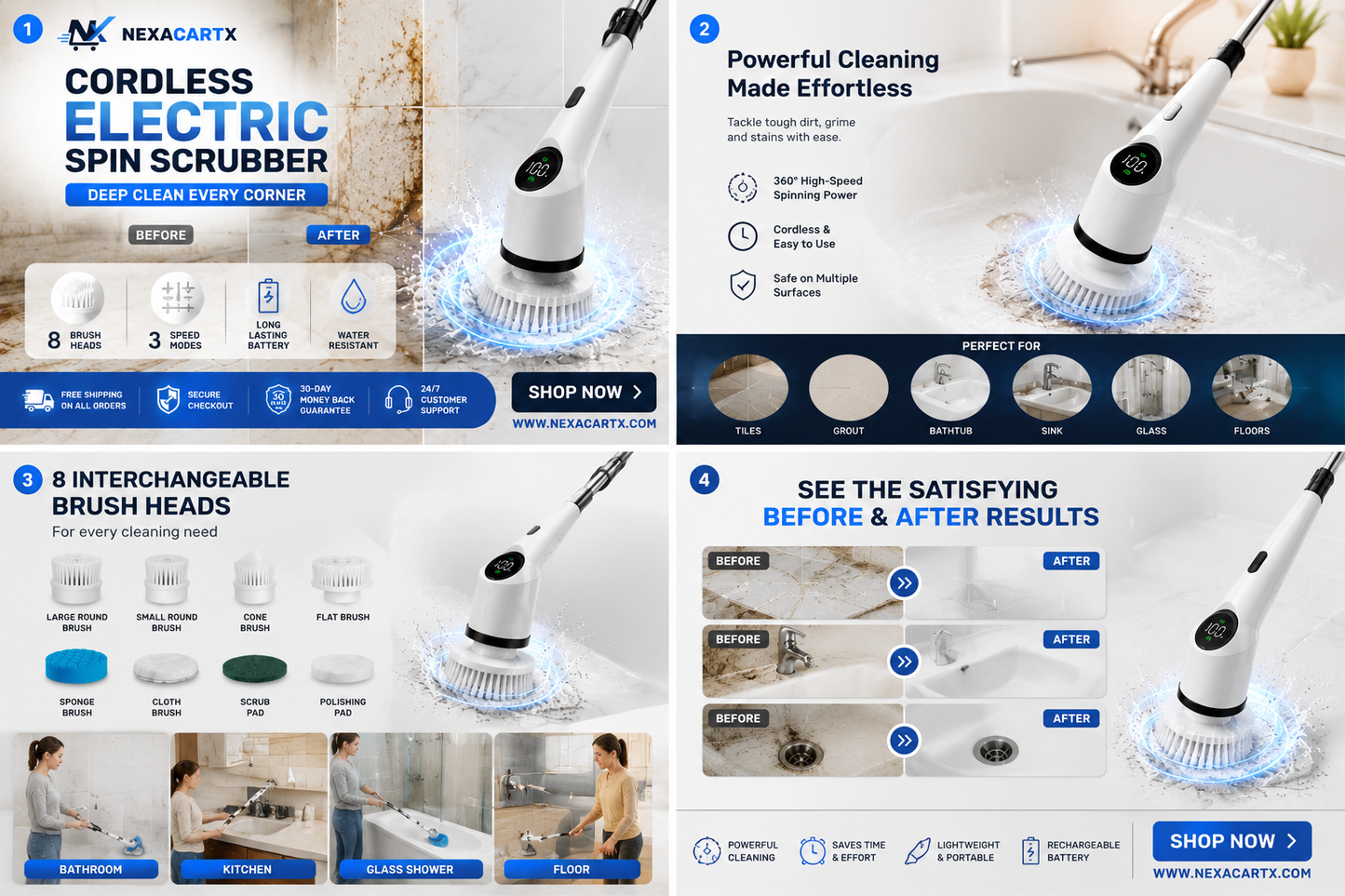 Cordless Electric Spin Scrubber