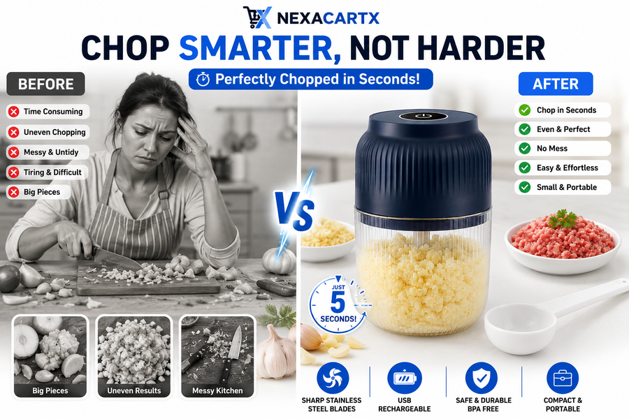 Electric Garlic Chopper 250ML before after