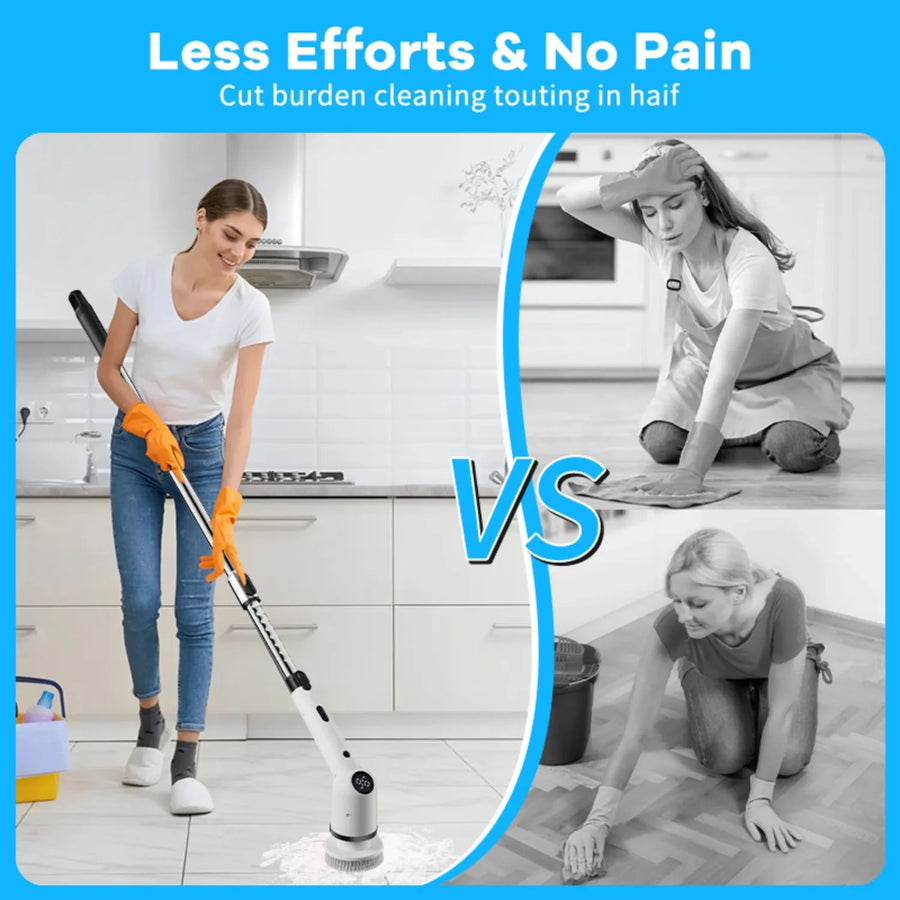 Cordless Electric Spin Scrubber before after