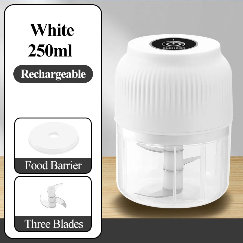 250ml Mini Wireless USB Rechargeable Electric Vegetable Chopper Garlic Crusher Food Chopper for Kitchen Gadgets for Garlic before after
