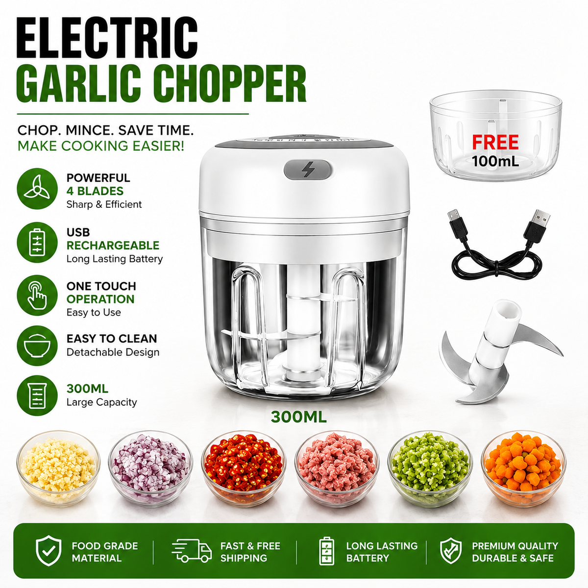 Electric Garlic Press & Mini Chopper