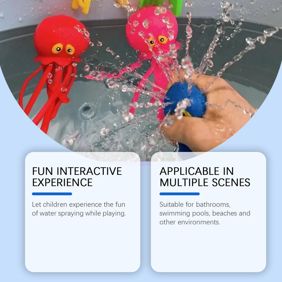 Water Spraying Octopus Squeeze Bath Toy, Kids Squirt Water Toy For Bathtub Pool Beach Outdoor Water Play before after